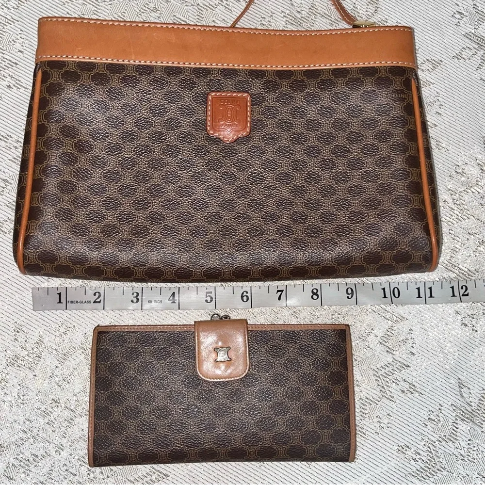 Vintage Celine Macadam Leather Crossbody Purse & Wallet Set - Picture 7 of 17